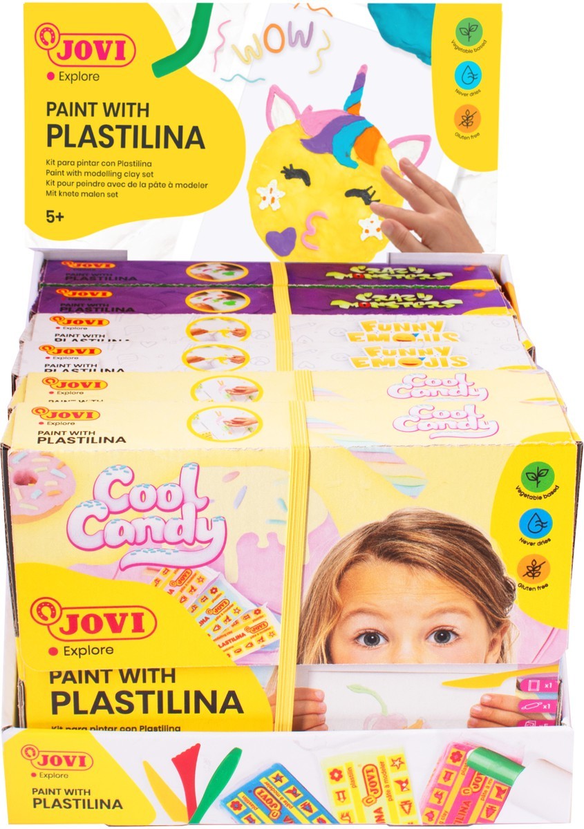 JOVI PAINT WITH PLASTILINA, Expositor con 6 kits surtidos para pintar con  Plastilina