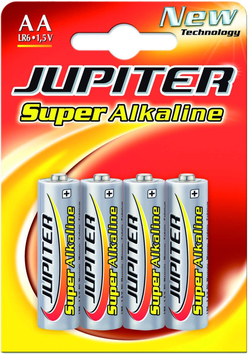 Pilas Super Alkaline AA LR6 4 pilas de 1,5V 18 blíster JUPITER