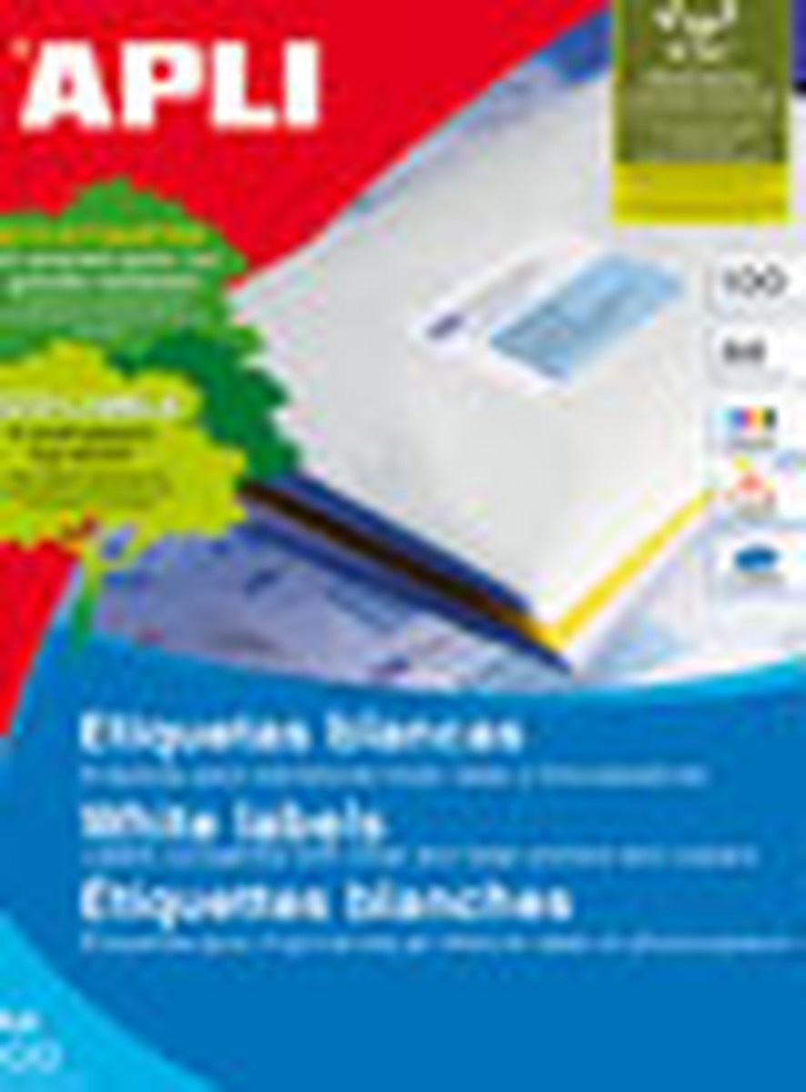 Etiquetas adhesivas blancas para impresora A4 64x26.7mm 100 hojas - Hiper  Electrón